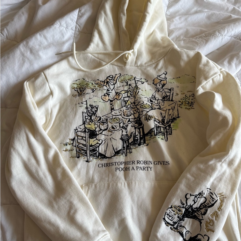 NWOT Cream Hoodie with Winnie the Pooh Print